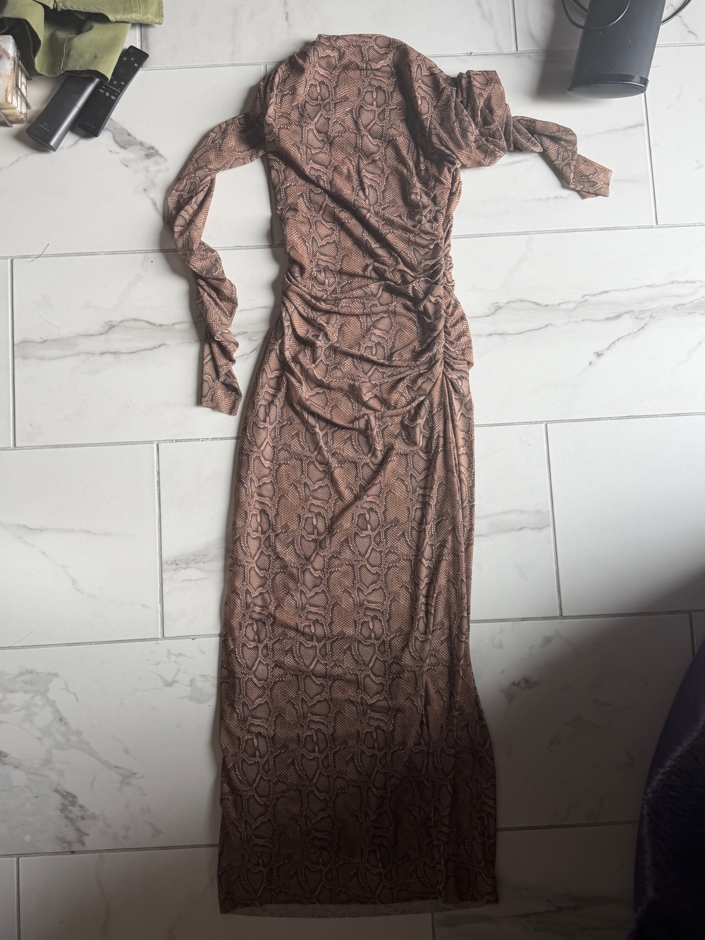 Zara Taupe Snake-Print Maxi Dress